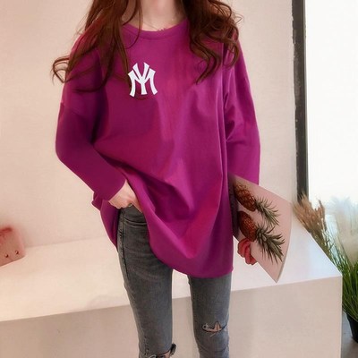 加大码打底衫女春秋300斤胖妹妹大版遮屁股藏肉中长款长袖t恤