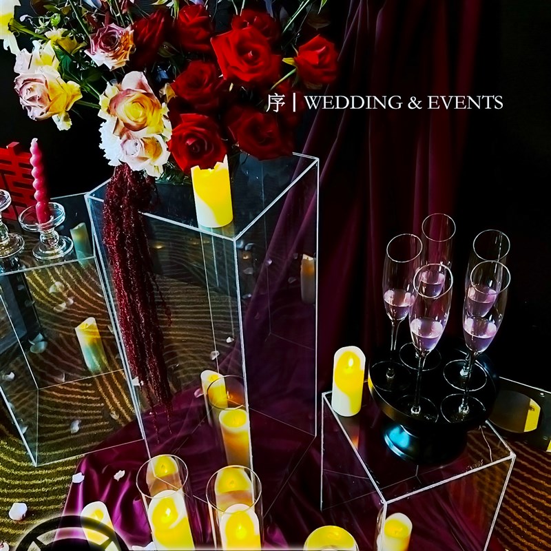 2024新款婚庆道具路引摆件婚礼布置路引灯透明方柱亚克力路引