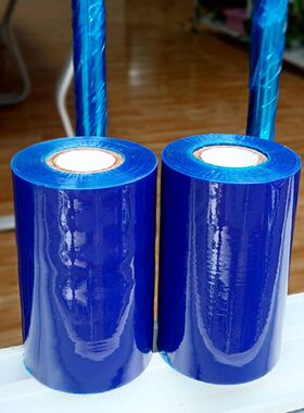 pe蓝色缠绕膜10cm25cm护栏打包防护包装膜工业用加长自粘缠绕膜
