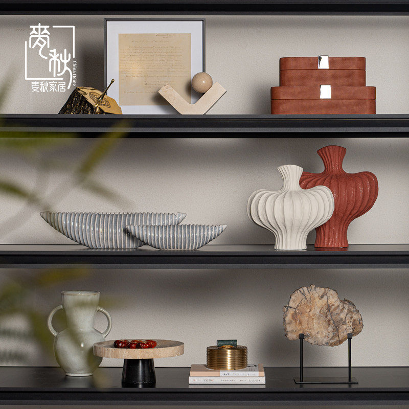 高级感侘寂风样板间装饰品酒柜书架组合售楼处客厅柜橱窗家居摆件,家居饰品,装饰摆件,淘宝优惠券,粉丝福利购,淘宝优惠卷