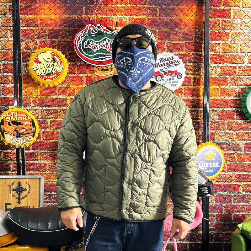 核爆炸自收纳双面两穿军绿色宽松大码男士潮流棉衣内胆冬季薄棉服