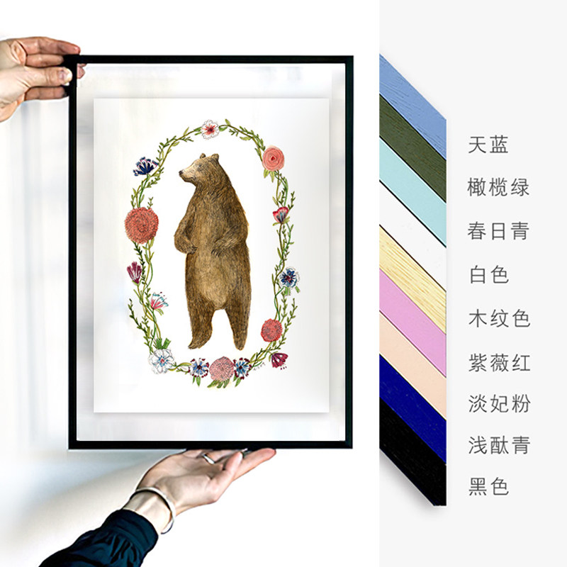 亚克力双面相框摆台木质细边画框A4实木相框挂墙a3双面透明画框