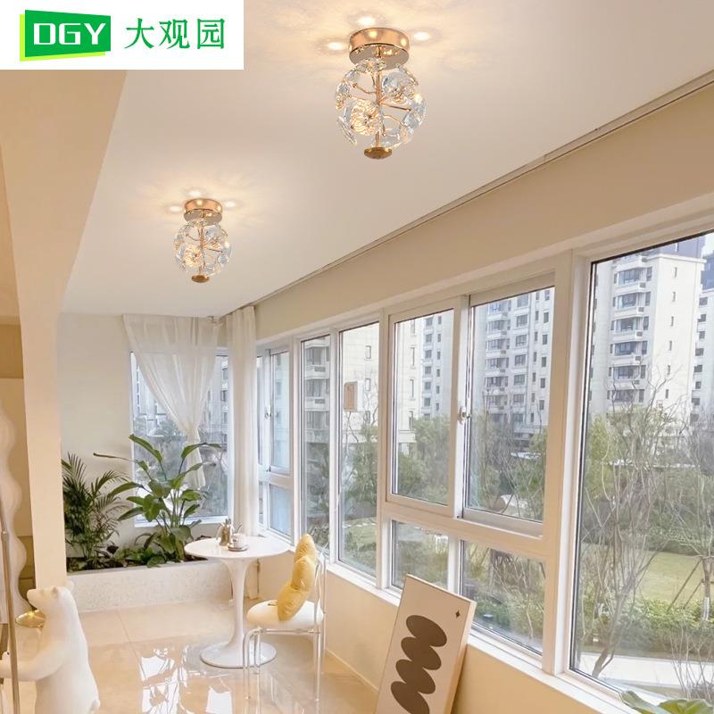 过道吸顶灯法式轻奢水晶入户玄关门厅氛围高级感走廊阳台灯