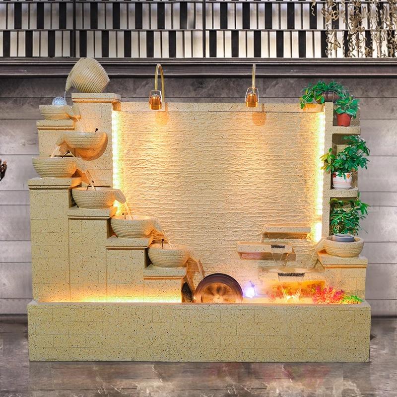 现代庭院水景墙喷泉流水鱼池景观水幕墙背景墙屏风影壁墙装饰摆件