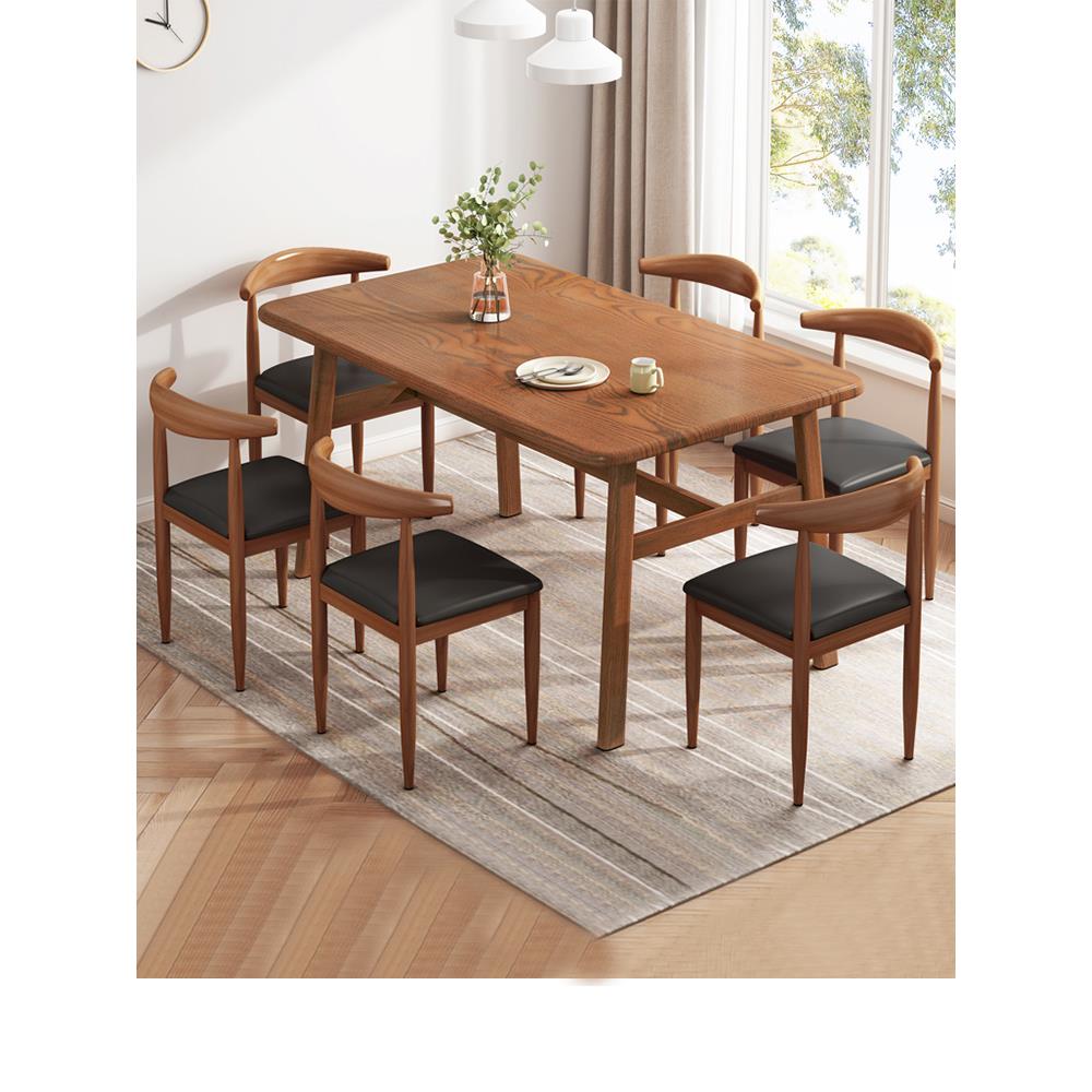 北欧餐桌家用小户型简约饭桌轻奢餐桌椅组合仿实木吃饭桌子长方形