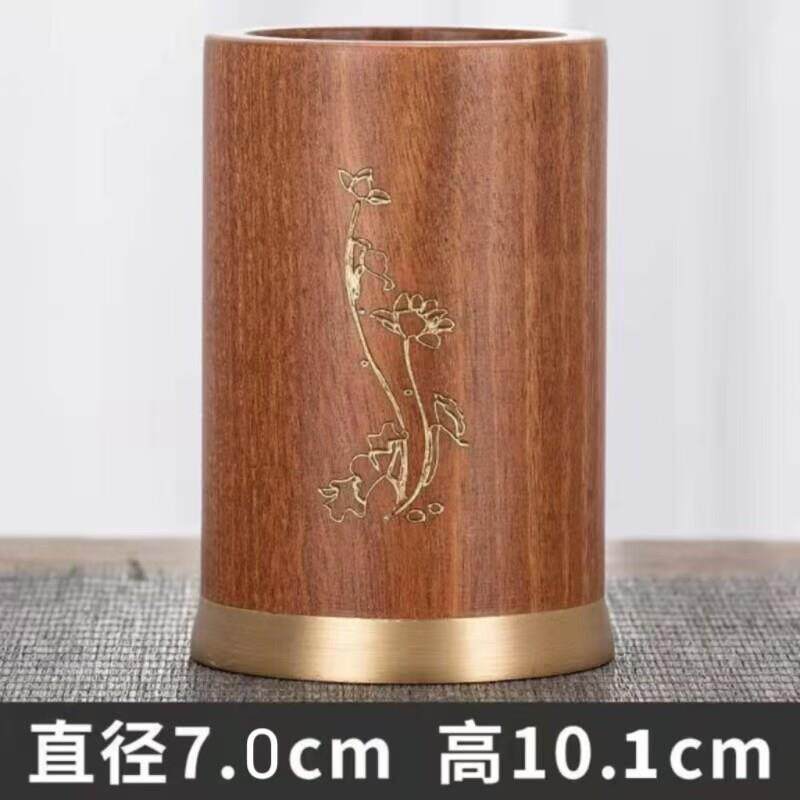 花梨木茶筒茶道单筒实木笔筒笔桶茶具茶道配件收纳罐茶室茶桌摆件