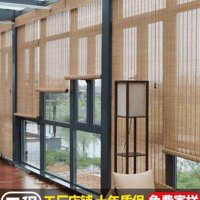 竹帘卷帘门帘遮阳防晒竹卷帘卷拉式客厅阳台民宿茶室遮光卷帘定制