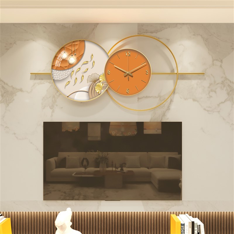 现代电视背景墙装饰画简约客厅书房钟表挂画餐厅创意时钟铁艺壁画