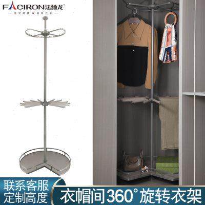 衣柜旋转衣架360度多功能衣帽间转角收纳三层篮衣柜拉篮挂衣裤架