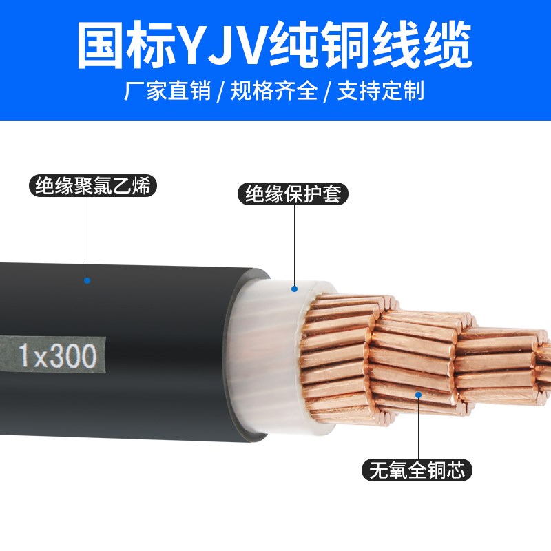 国标YJV铜芯架空线单芯10/16/25/35/50/70/95/120/150平方电缆线