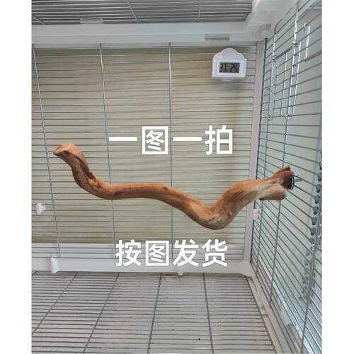 一图物一拍鹦鹉鸟站杆棍鹦鹉磨爪棒笼内实原木天然原站架树枝磨牙