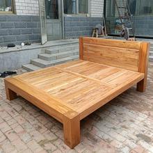 北方老榆木实木床现代简约经济型大床中式框架结构单人双人床定制