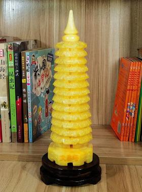 文昌塔摆件男女孩初高中生书房桌面天然黄玉石工艺品9九13十三层