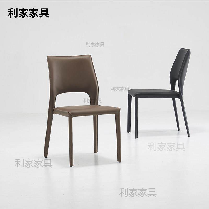 马鞍皮椅子轻奢高级餐桌椅家用餐椅饭厅靠背极简设计师2025新款椅