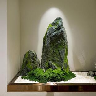 彷真假山石头造景苔藓泡沫道具摆件室内橱窗装饰石块岩石拍摄毛石
