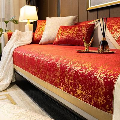 结婚沙发垫喜庆红色防滑布艺高端四季实木皮布置婚庆喜垫盖布套罩