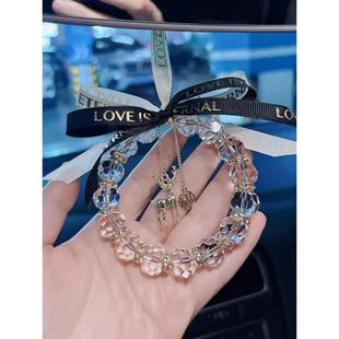 2025新款安全之旅汽车挂件高端创意女孩汽车挂件车内水晶高端感