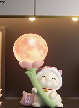 法国FC轻奢招财猫小夜灯摆件家居饰品高档客厅电视柜装饰品礼物品