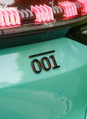 适用于 于21-25款极氪001车头车尾标ABS黑色橙色双拼车标贴FR装饰