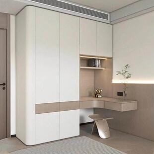 全屋定制圆弧型衣柜一门到顶卧室家用衣帽间定做转角组合书桌一体