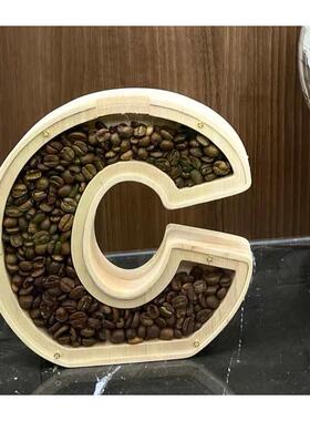 玄关装饰品摆件吧台家居礼物咖啡豆店角装饰相框摆台桌面主题字母