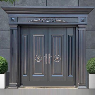 农村大门锌合金自建房别墅大门双开门堂屋入户门进户门防盗铜门