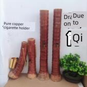 粤西竹子竹头水烟筒密节型竹头竹筒纯铜烟嘴长款 过滤烟斗烟具 短款