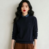 撤标撤柜 H家 春秋女士字母刺绣柔软保暖假两件双领针织衫