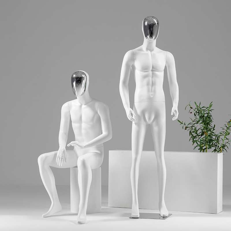 高档男装店全身电镀金银脸橱窗陈列服装店韩版人台男模特展示架