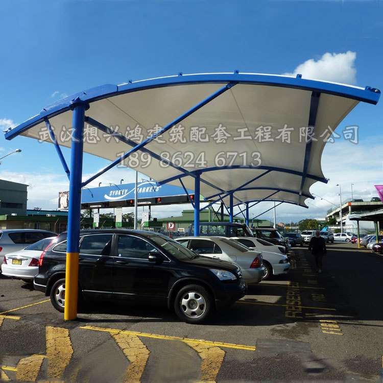 膜结构车棚停车棚汽车遮阳蓬生产户外钢膜结构自行车雨棚膜布