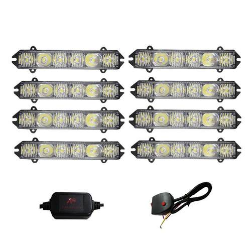 远近光一拖八中网灯爆闪灯LED灯频闪灯改装灯JH-700-6D8N