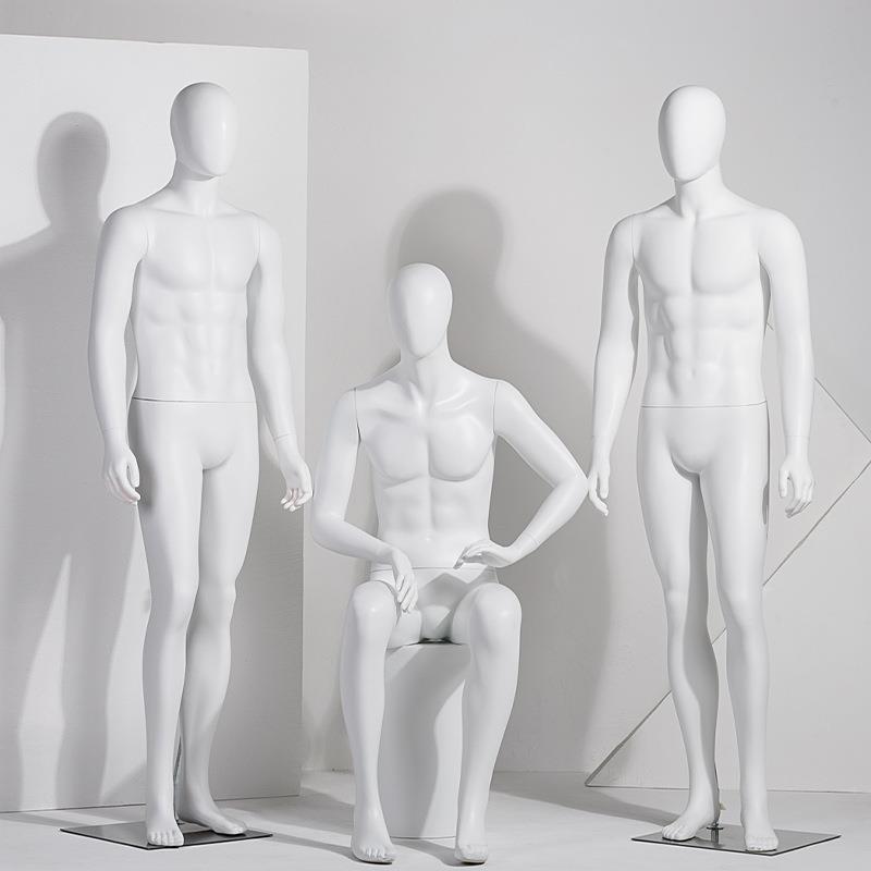 高档哑白男模特道具全身展示架男装服装店橱窗假人仿真摄影模特架
