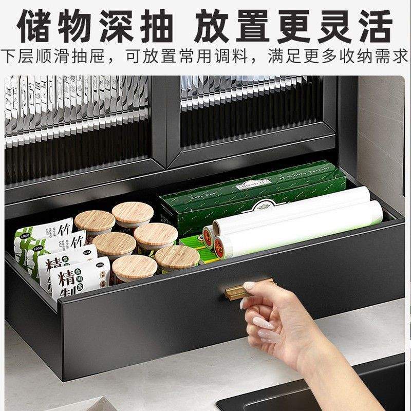 厨房置物架防尘碗碟盘子沥水架家用台面三层碗柜简易厨具储物柜子