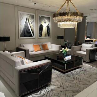 意式轻奢大户型套房整装家具沙发别墅客厅港式组合后现代真皮沙发