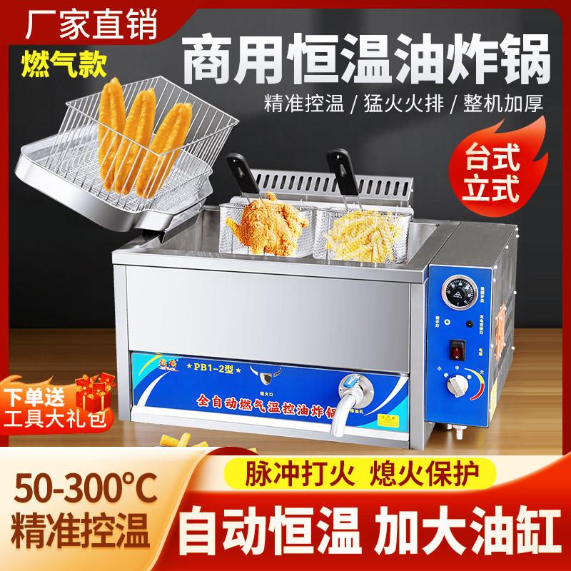 油炸锅商用摆摊恒温燃气台式立式不锈钢专用炸炉炸油条炸鸡柳炸鸡
