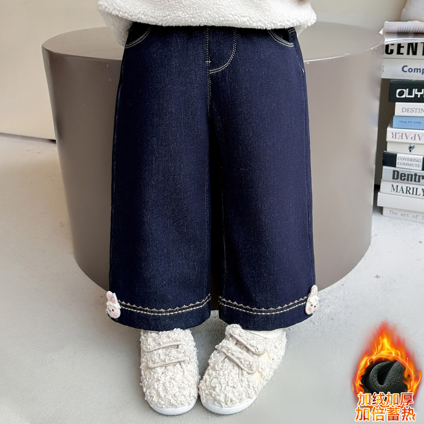 女童加绒牛仔裤秋冬季2025新款洋气甜美儿童直筒长裤冬装宝宝裤子,童装/婴儿装/亲子装,裤子,淘宝优惠券,粉丝福利购,淘宝优惠卷