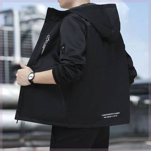 男士休闲外套春秋季连帽夹