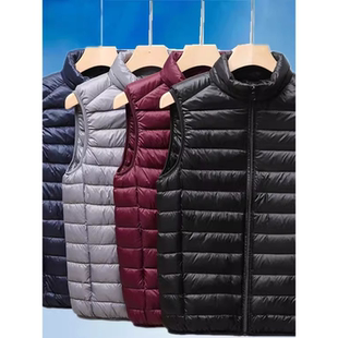 羽棉服外套运动背心 丝绵马甲外穿保暖秋冬马夹潮加大码 男士 轻薄款