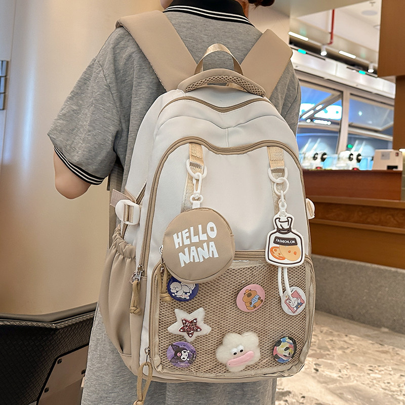 日系百搭大容量初中高中学生双肩背包透明吧唧痛包娃包JK可爱书包