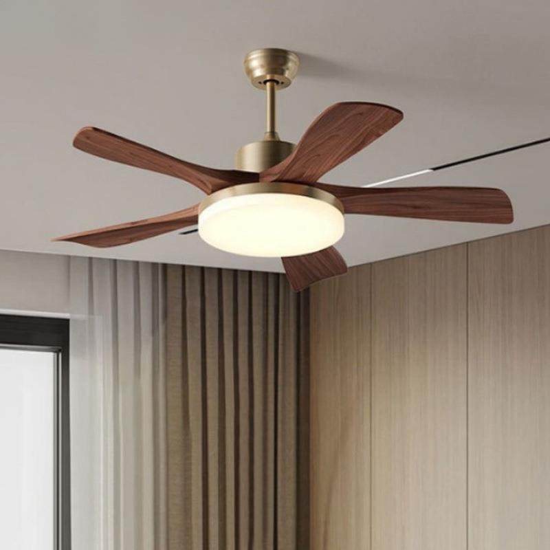 风扇灯胡桃木色吊扇灯北欧客厅灯卧室灯餐厅新中式古铜色实木静音