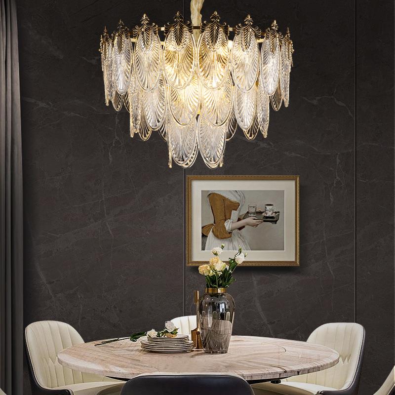 法式轻奢卧室水晶吊灯美式复古玻璃餐厅灯北欧现代灯欧式客厅吊灯