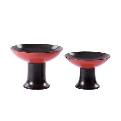 新中式后现代软装红色陶瓷果盘样板房售楼处洽谈室酒柜客厅摆件