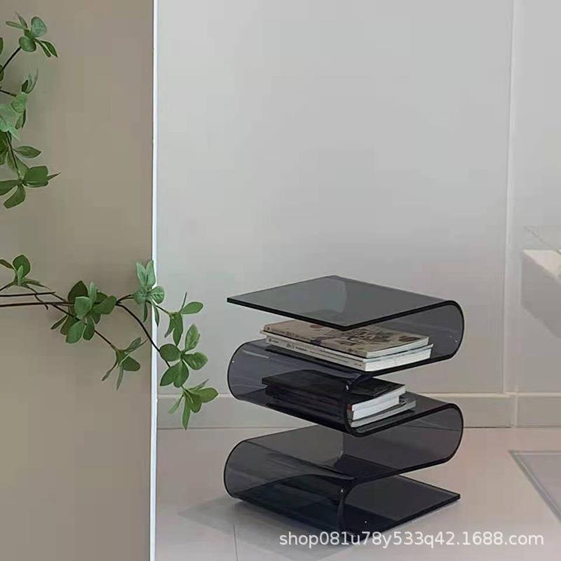 轻奢书柜家用客厅边几奶油风小书架实木书立落地置物收纳架绘本架