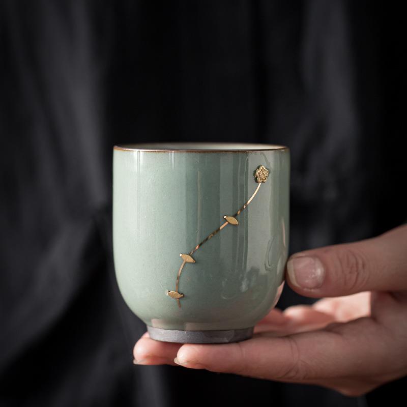 锔钉茶杯个人专用杯单杯官窑茶具茶盏碗杯主人杯品茗杯陶瓷杯子