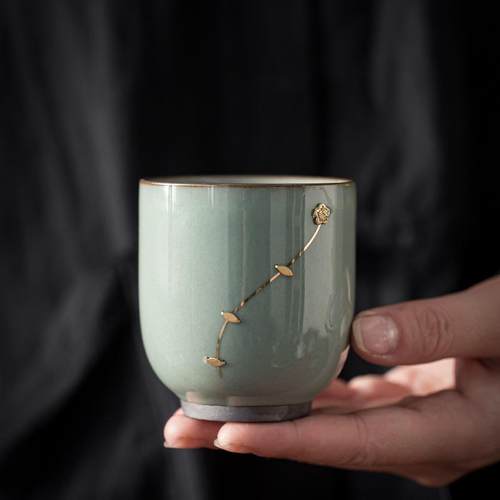 锔钉茶杯个人专用杯单杯官窑茶具茶盏碗杯主人杯品茗杯陶瓷杯子