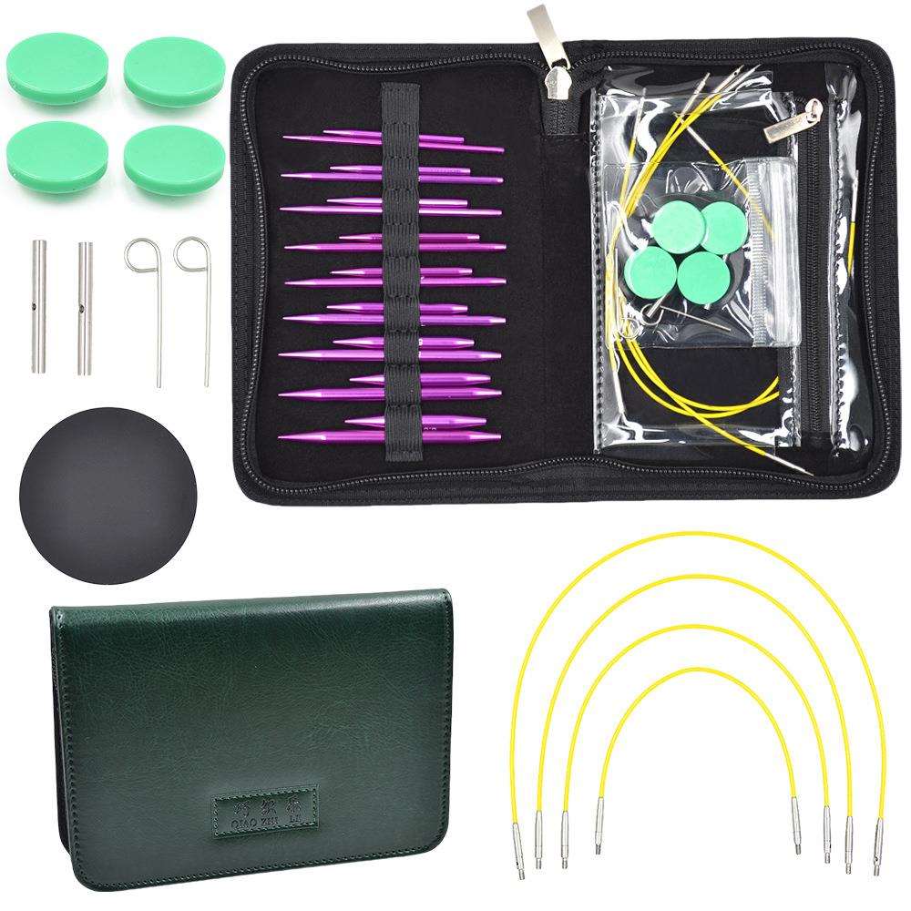 环形针套装可拆卸换绳环形针套装可加长pu编织工具碳化竹环形针