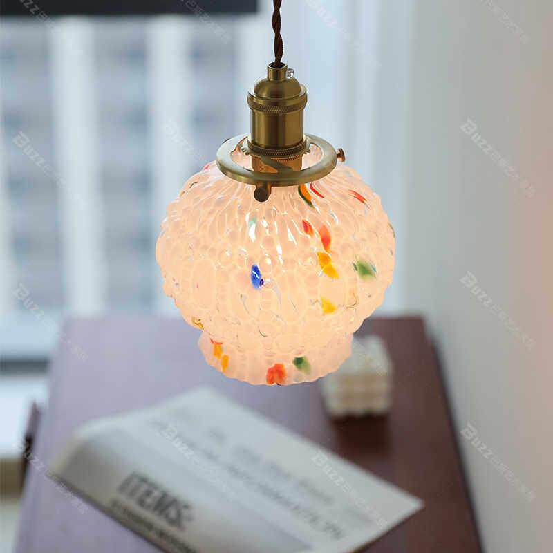中古花团糖果珍珠泡泡色彩玻璃吊灯复古南洋怀旧风床头民宿小吊灯