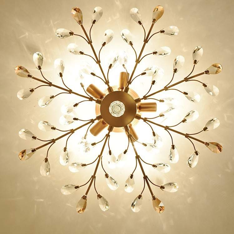 美式轻奢花型水晶客厅灯餐厅卧室led圆形灯具欧式创意水晶吸顶灯