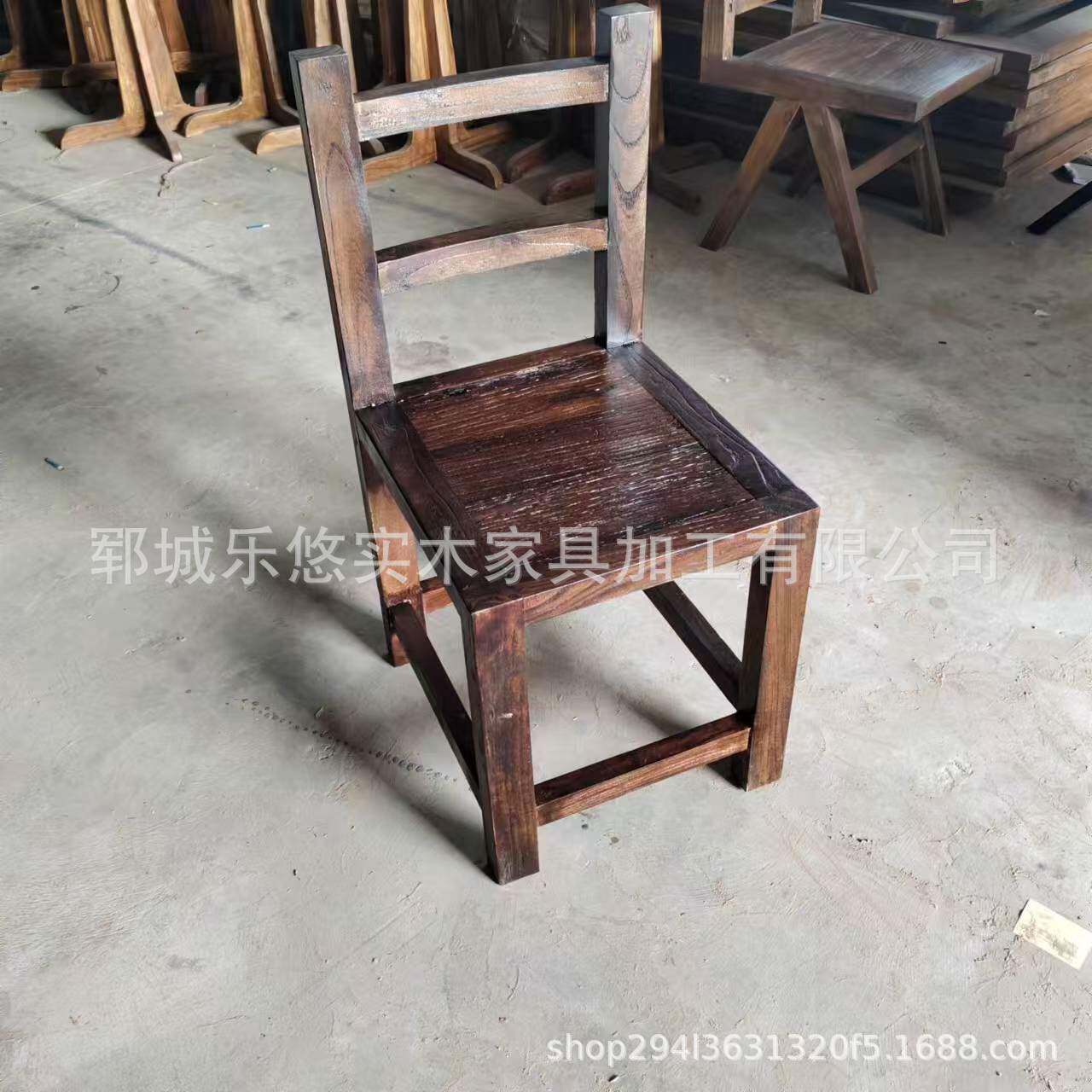 复古做旧椅子实木靠背椅家用凳子饭店用椅子榆木餐桌椅民宿家具