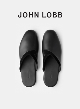 JOHN LOBB男士KNIGHTON黑色小牛皮拖鞋
